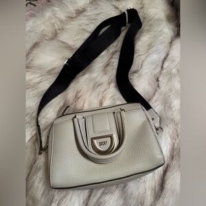 DKNY Dani SM Satchel White/Cream Mini Bag With Black Detachable Strap